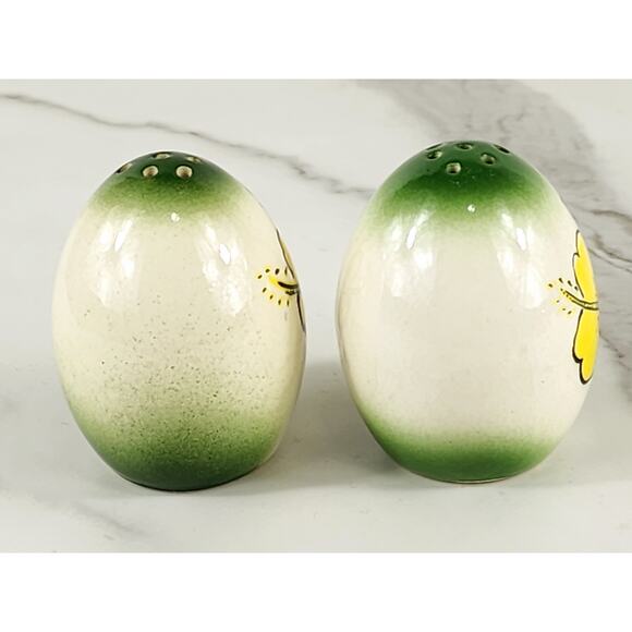 Salt & Pepper Shakers Guam Souvenir Egg Shaped 80s Ceramic Glazed 2 3/4" Vintage - Picture 7 of 13